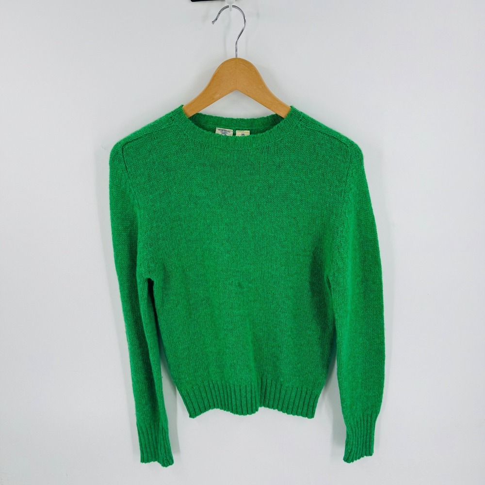 JG Hook British Shetland Wool Sweater Green Size 36 Vintage St Patricks Day - Picture 5 of 5